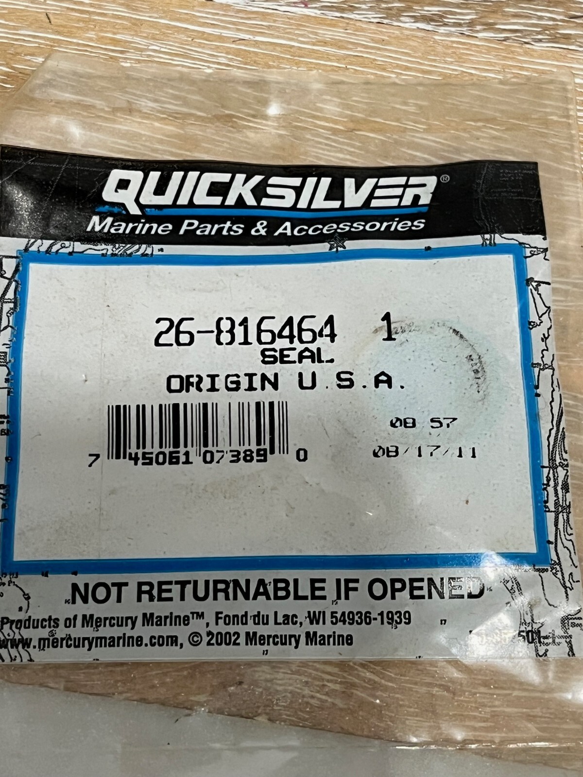 Mercury Quicksilver Seal 26-816464 OEM Outboard Motor Replacement Boat Part