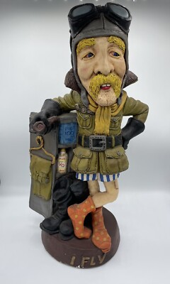 RARE Vtg 1974 Aviator Pilot 'I FLY' Statue Disney JUTA SANGTHAWEEP