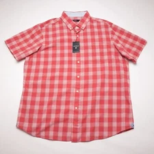 Cremieux Men's Short-Sleeve Shirt XL Red Check Wear Untucked NWT $75