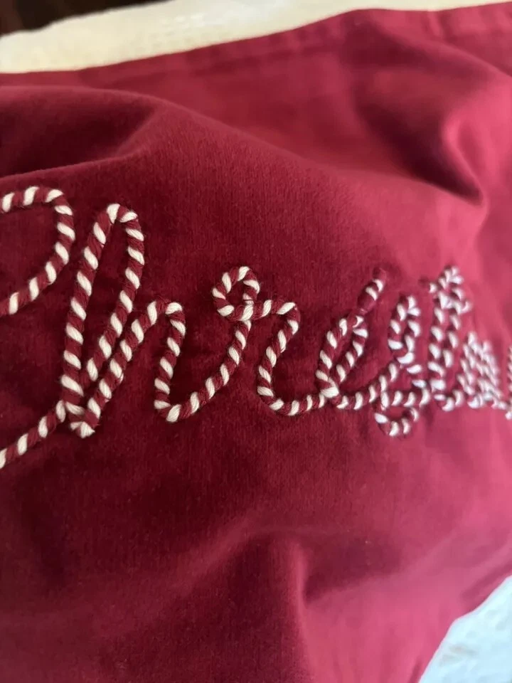 Pottery Barn Christmas Candy Cane Red Velvet Holiday Gift party pillow Sham mom - Image 2 of 4