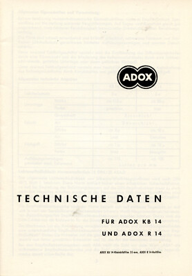 ADOX KB 14 Technische Daten