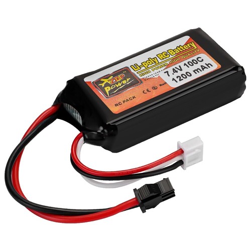 Lot de 2 batteries Li-ion de rechange 7,4 V 1200 mAh pour drone télécommandé, voiture télécommandée 14500 SM-4P