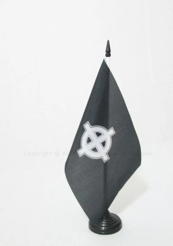 AZ FLAG DRAPEAU DE TABLE CROIX CELTIQUE NOIRE 21x14cm - PETIT DRAPEAUX DE BUREAU CROIX N