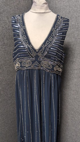 Maya Maternity Vintage Embellished Maxi Dress Navy UK 14 LN051 DD 04 - Picture 7 of 8