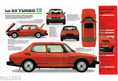 1978 / 1979 / 1980 SAAB 99 TURBO SPEC SHEET / Brochure / Flyer