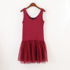 Women Layered Mesh Trim Extender Dress Short Camisole Sleeveless Tulle Slip
