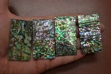 4 PCS ABALONE SHELL BLANK INLAY BLACK BACK  2 1/4" x 1 1/4"