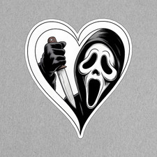Ghostface Heart Sticker Horror Movie Fan Art Scream Inspired Decal 9041