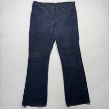Vintage Levis 646 Corduroy Pants Men 38X32 Navy Bell Bottom Distressed Stained