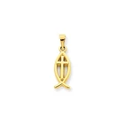 14K Yellow Gold Polished Solid Ichthus Fish Cross Christianity Religious Pendant