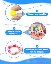 240PC Silicone Lentil Beads - 12mm 48 Colors Abacus Spacer Beads for Keychain...