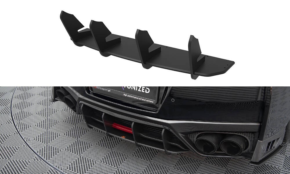 Diffuseur arrière central Nissan GTR R35 Maxton rouge pour optimiser le flux d'air