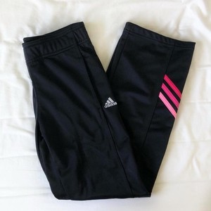 adidas Girls Black Pink Striped Track Pants M (10/12) Athletic 