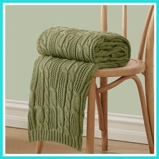 Cable Knit Throw Blankets 50 x 60 Inches, Soft Cozy and Lightweight Knitted B...