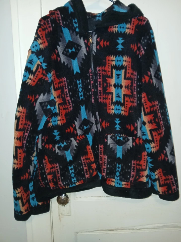 Handmade Native American Inspired Tribal Fleece Jacket Size Large Mens - Image 2 of 4