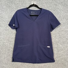 Figs Scrub Shirt Womens Small Blue Vneck Short Slv Medical Uniform Technical