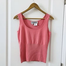 Vtg Y2K Carlisle Sweater Tank Top Milkmaid Sleeveless Designer Women Small Pink