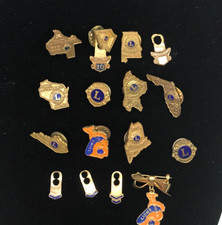 Lote de 16 prendedores de solapa vintage de miembro del premio de asistencia perfecta del Club de Leones