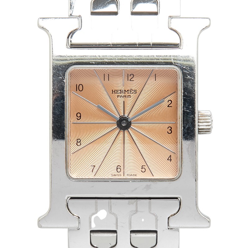 HERMES Hウォッチ HH1.210 本体 HERMES H watch Watches HH1.210 Quartz Orange dial Women 【Used