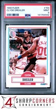 1990 FLEER #154 CLYDE DREXLER TRAIL BLAZERS HOF PSA 9