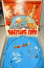 BATTLING TOPS VINTAGE 1968 IDEAL FAMILY BOARD GAME -4 PULLERS, 6 TOPS & 4 PEGS