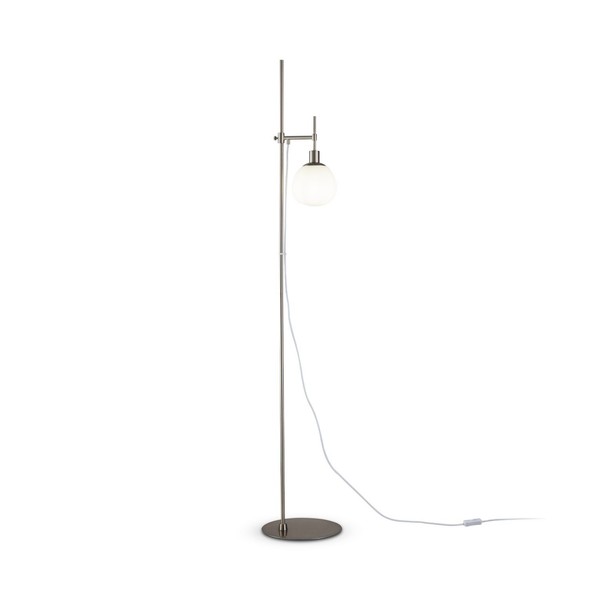 Stehlampe Metall Glas 155 Cm Nickel Weiß E14 Kugelschirm Stehleuchte Wohnzimmer-image