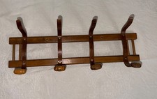 Cappello vintage in legno curvato 4 ganci montaggio a parete cappotto giacca sciarpa rack stile Thonet marrone