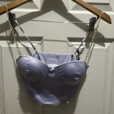 Tic Toc Y2K style Lavender Purple Satin Bustier Cami Top Chain Straps Size L NWT