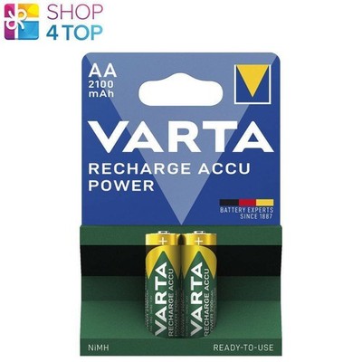 2 VARTA RECHARGE ACCU POWER AA BATTERIES LR6 2100mAh NiMH MIGNON 2BL 1.2V NEW