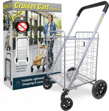 Cruiser Cart Deluxe 2 - Foldable Shopping Cart with Wheels Brake System - Heav