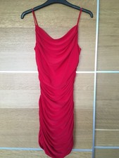 Quiz red ruched short dress size 8