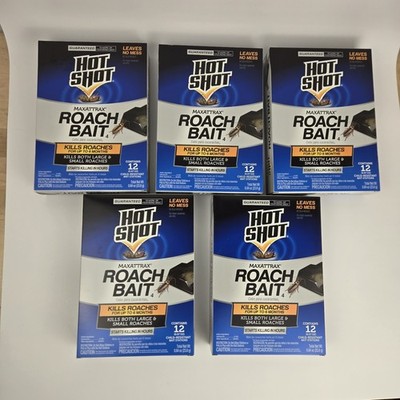 LOT OF 5 - Hot Shot MaxAttrax 0.84oz Roach Bait Stations Indoor  12pk NEW
