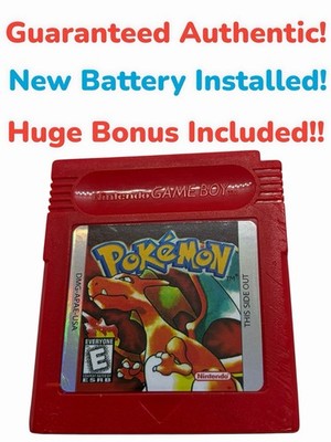Pokemon Red Version-Gameboy (GB, GBC) Authentic-Tested-New Save Battery + Bonus!