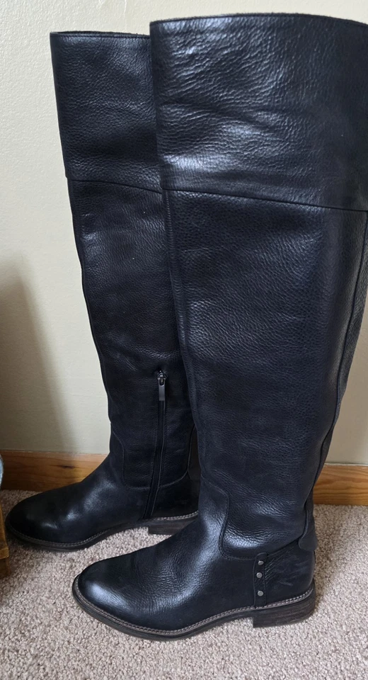 Franco Sarto Haleen Women’s 8.5 Black Leather Over Knee Riding Boots - Image 3 of 4