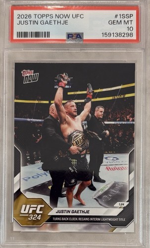 Ufc 324card Justin Gaethje 2026 Topps Now UFC 324 Card #1SSP IMAGE VARIATION SSP ...