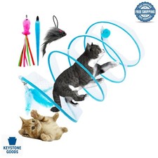 Self Play Cat Hunting Spiral Tunnel Toy, Folded Cat Spring Tunnel Toys for In...