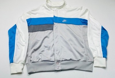 Vintage 80s Nike Grey Tag Track Suit Jacket Size Large White Blue