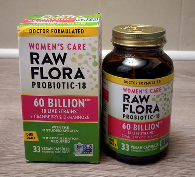 Raw Flora Women's Probiotic-18 | 60 Billion CFU | 33 Vegan Capsules Exp. 09/2027
