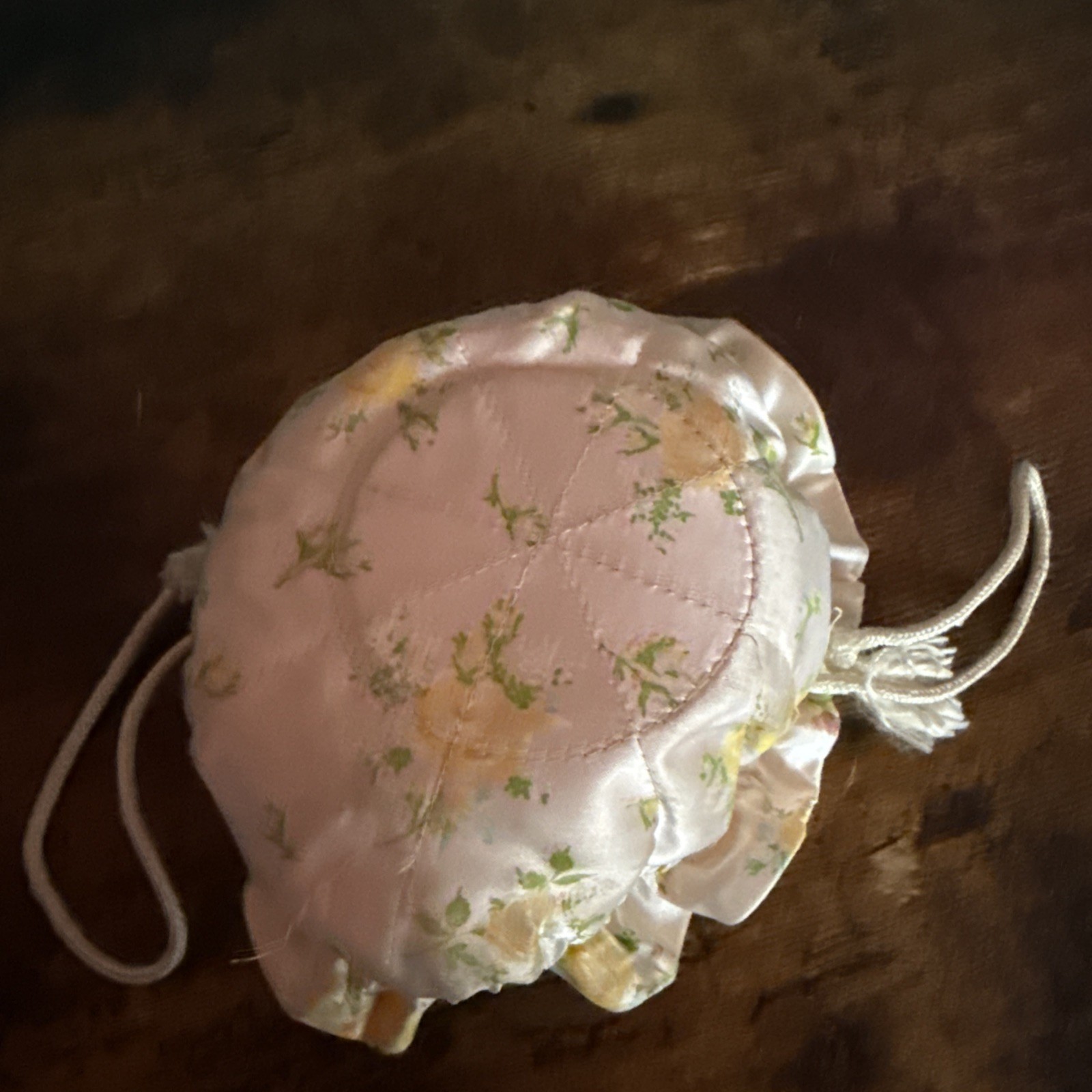 White/Orange Silk Drawstring Tiny Makeup Bag - image 4