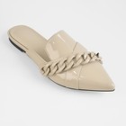 Women's Beige Patent Chain Link Pointed Toe Backless Mule Flats US12 — photo 1