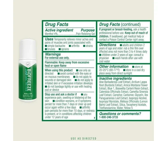 Biofreeze Roll-On Pain-Relieving Gel 3 FL OZ, Colorless Topical Pain 2 PACK - Image 2 of 3