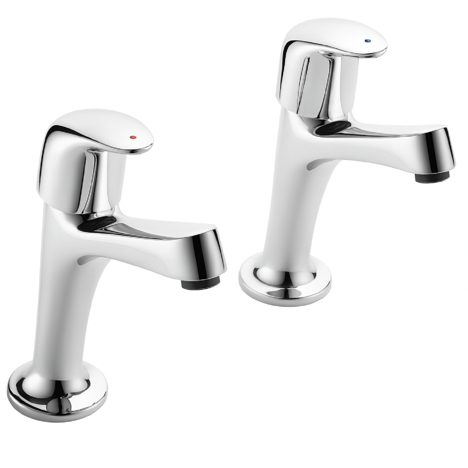 Haze Chrome Kitchen Tap Pair Sink High Neck Lever Handle Pillar Deck Hot & Cold