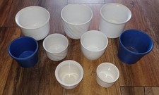 Blumentöpfe Übertöpfe Keramik, blau und weiß, Konvolut, 9 Stück, 8-15 cm Ø