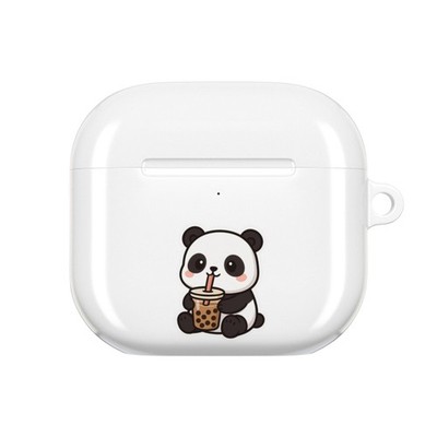 Panda AirPods Case Cute Animal Design: Playful Boba Tea Print, Slim Glossy