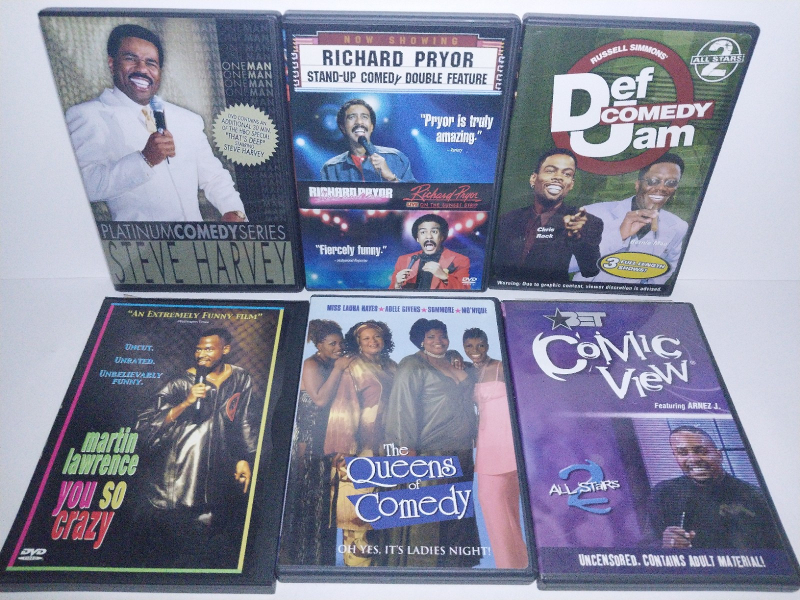 Lot Of 6 Stand Up Comedy Dvd Lot Richard Pryor, Steve Harvey