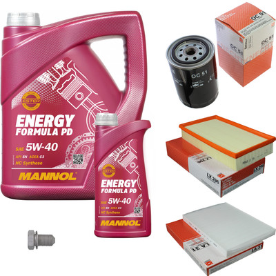 MAHLE Inspektionspaket 6 L MANNOL Formula 5W-40 für VW Caddy II Kasten 1.9 TDI