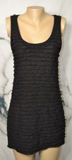 FREE PEOPLE Black Tiered Ruffle Sleeveless Dress Medium Stretch Polyester