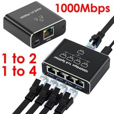 RJ45 Gigabit Ethernet Splitter 1000Mbps LAN Network Internet 1 to 4 Out Adapter