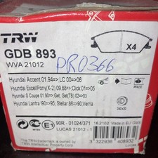 Bremsbelagsatz Scheibenbremse TRW GDB893 vorne für HYUNDAI ACCENT 1 X-3 PONY X-2