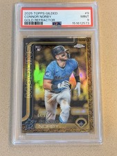 Topps Gilded Connor Norby Miami Marlins Gold Refractor /99 PSA 9